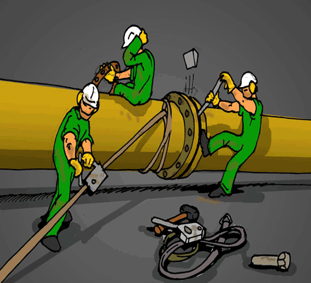 Separating Flanges using splitters, flange wedges, pry bars, etc... can be unsafe and time consuming