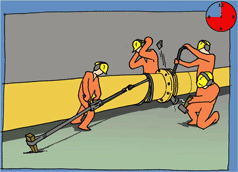 Using improper tools to separate Flanges.