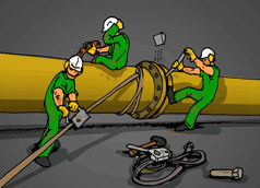 Using an Equalizer flange spreader to separate Flanges.