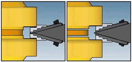SWi2025TI Flange Spreader jaw protrusion with the step blocks SWi2025TI spreading wedge hitting a blind or a gasket proble solved with the step blocks attached
